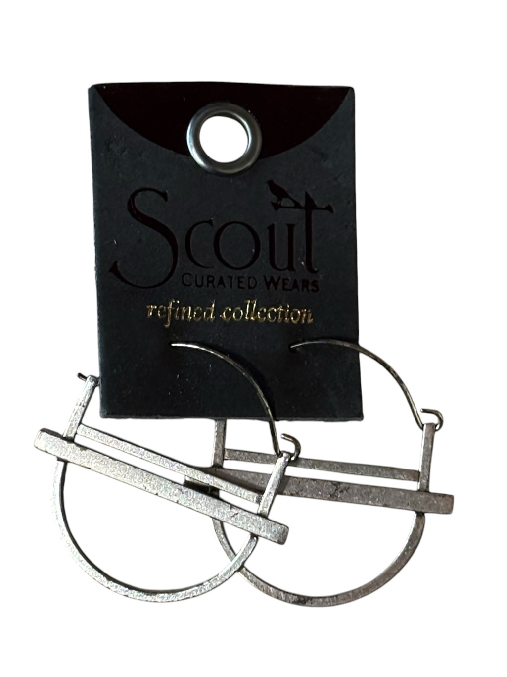 Scout Curated Wears Saturn Hoop Earrings Silver Geometric Bar Hoop Avant Garde